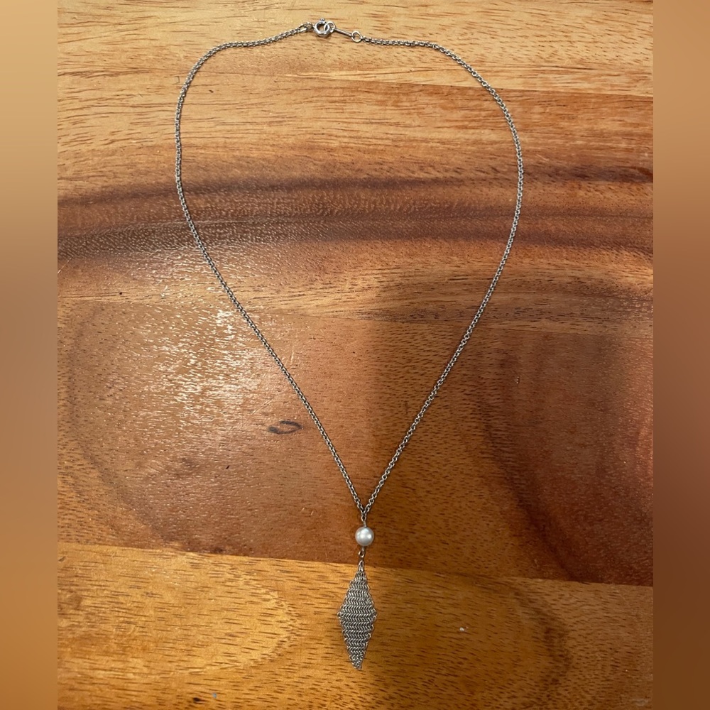 Tiffany & Co Elsa Peretti silver mesh necklace with pearl - Picture 2 of 2